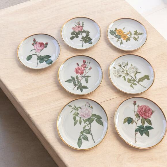 7 Vintage Hutschenreuther Germany Roses Of Redoute Plates Hamilton Collection - Picture 1 of 11